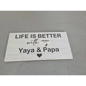 Life Is Better With Yaya & Papa Wooden Photo Holder Clothes Pin Holder Gift